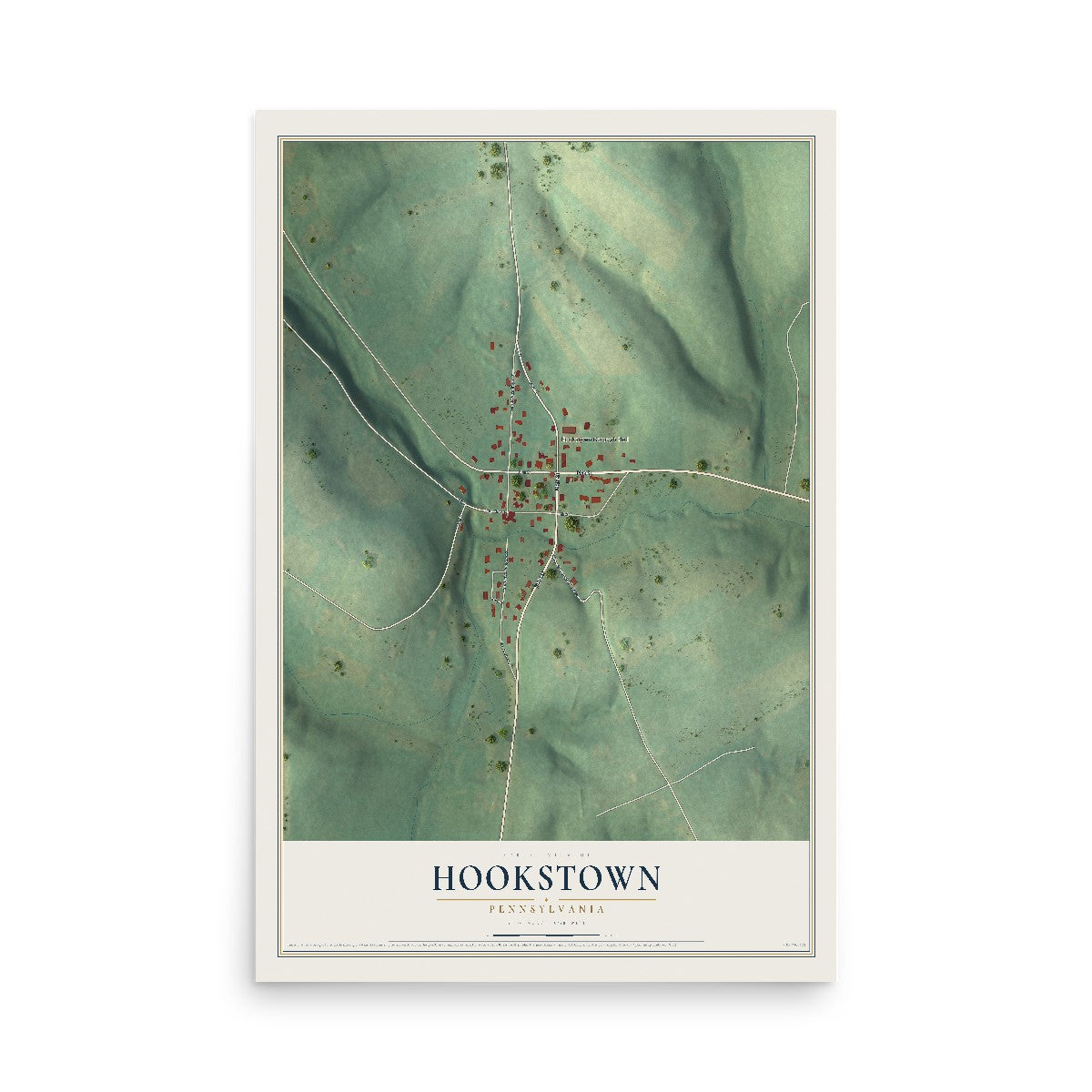 Map of Hookstown, Pennsylvania, 12 x 18 inch unframed archival matte print
