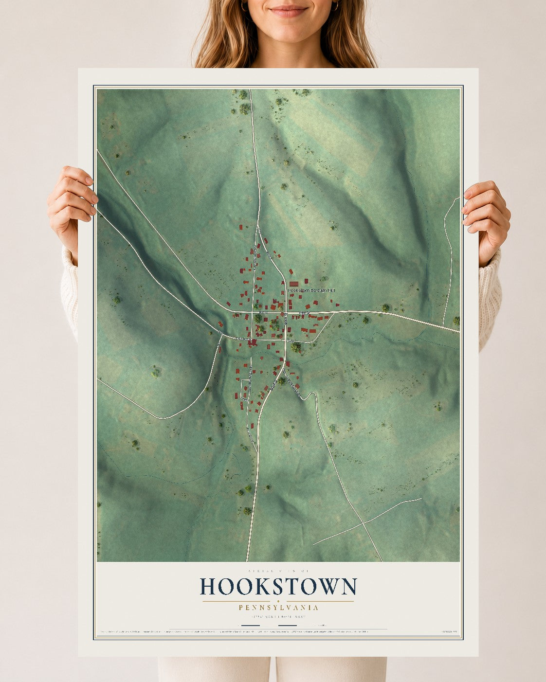 Map of Hookstown, Pennsylvania, 24 x 36 inch unframed archival matte print