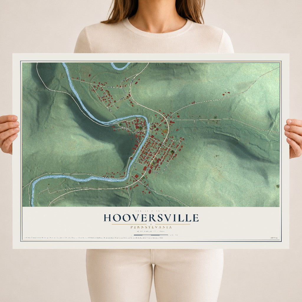 Map of Hooversville, Pennsylvania, 18 x 24 inch unframed archival matte print