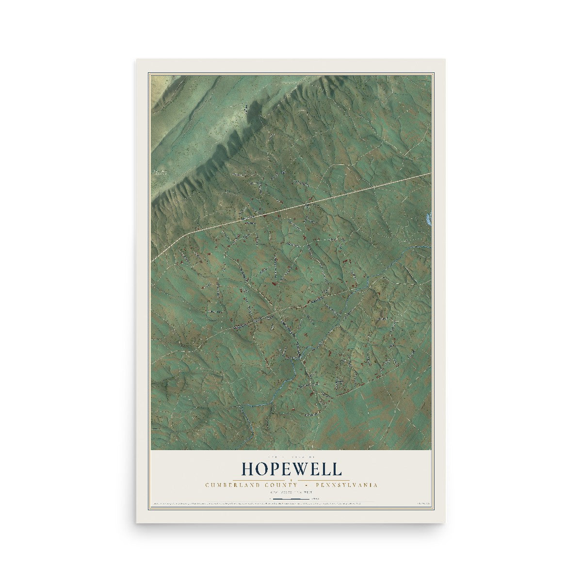 Map of Hopewell, Cumberland County, Pennsylvania, 12 x 18 inch unframed archival matte print