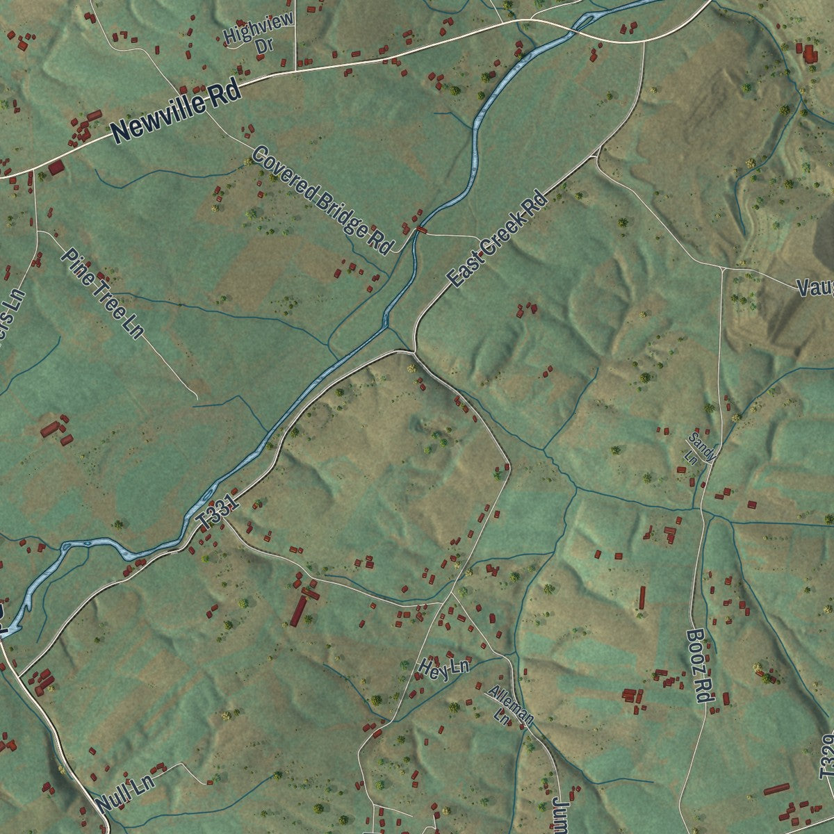 Close-up of the map of Hopewell, Cumberland County, Pennsylvania print showing street and building detail