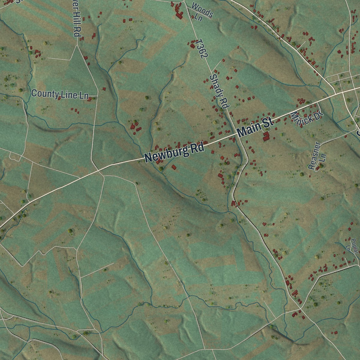 Second close-up of the map of Hopewell, Cumberland County, Pennsylvania print showing more streets and buildings