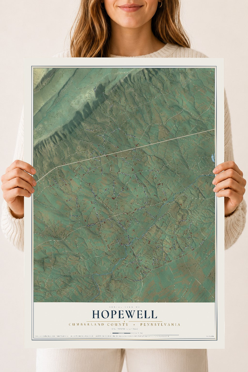 Map of Hopewell, Cumberland County, Pennsylvania, 18 x 24 inch unframed archival matte print
