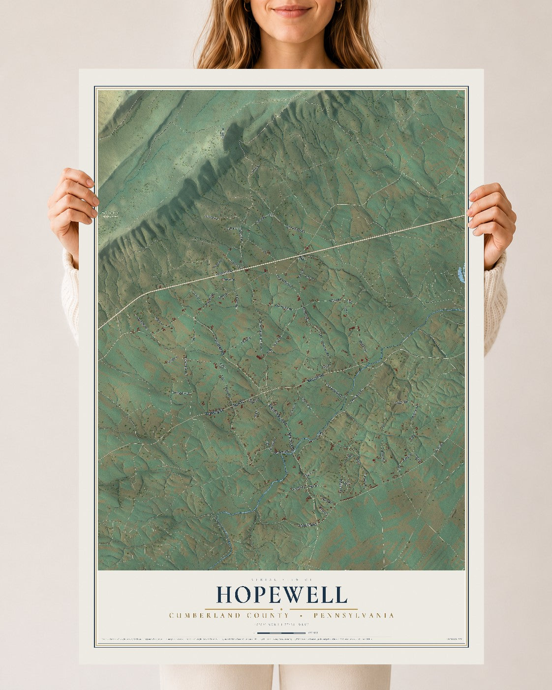 Map of Hopewell, Cumberland County, Pennsylvania, 24 x 36 inch unframed archival matte print