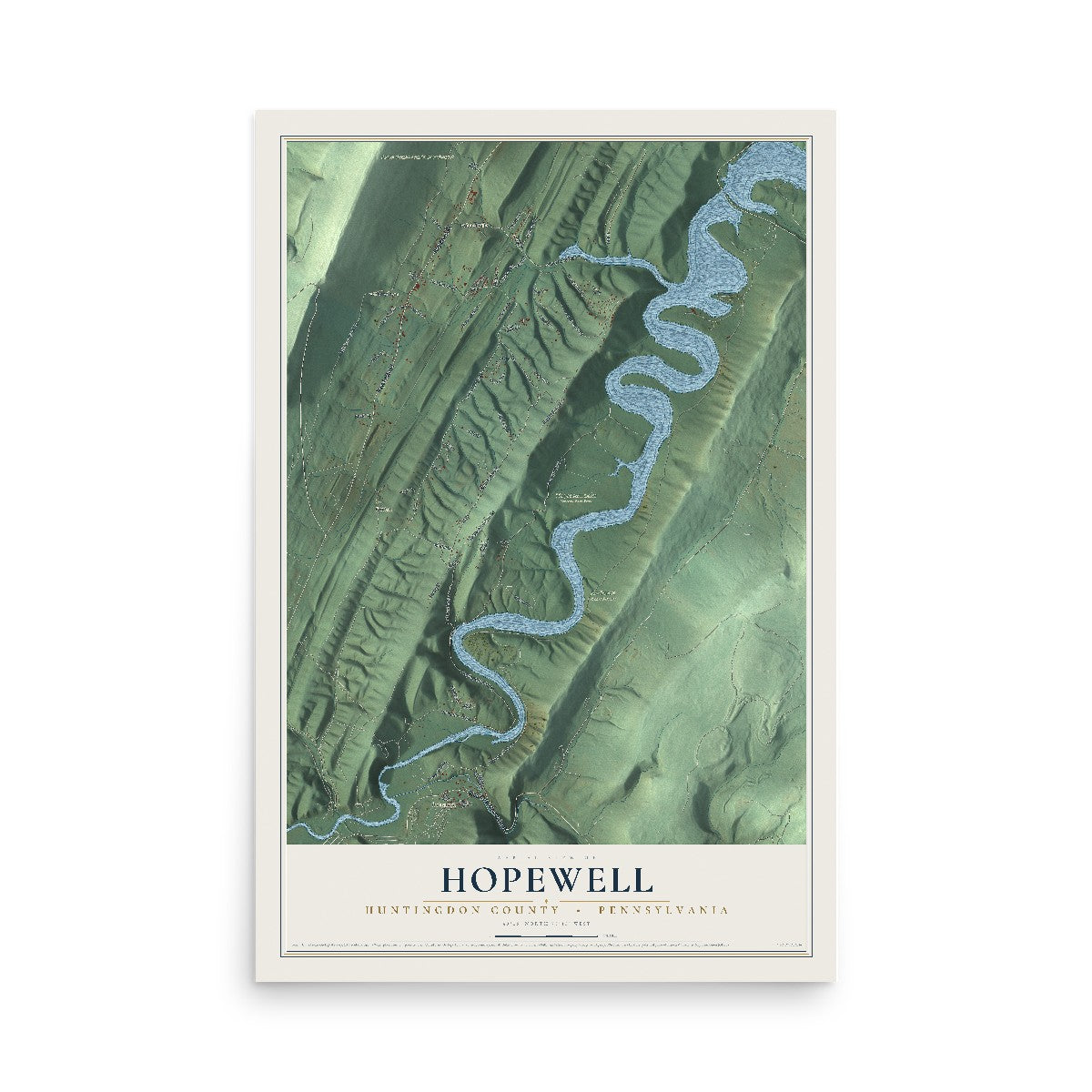Map of Hopewell, Huntingdon County, Pennsylvania, 12 x 18 inch unframed archival matte print