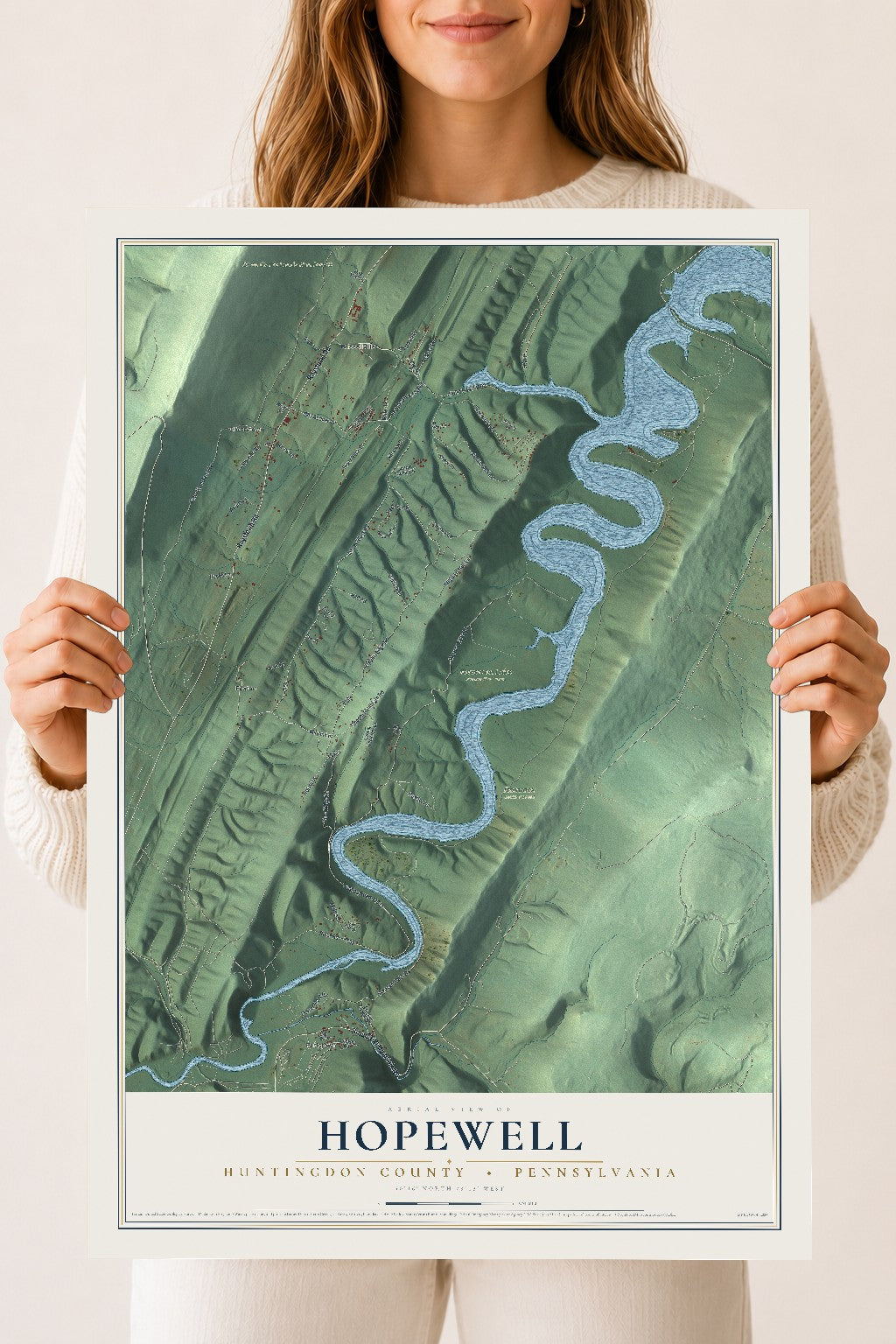 Map of Hopewell, Huntingdon County, Pennsylvania, 18 x 24 inch unframed archival matte print