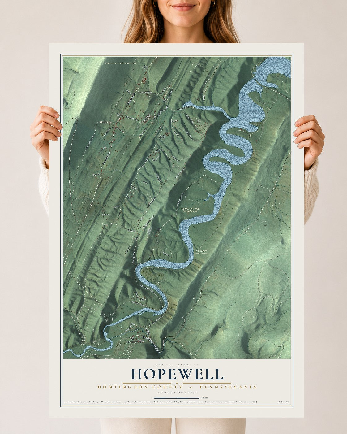 Map of Hopewell, Huntingdon County, Pennsylvania, 24 x 36 inch unframed archival matte print