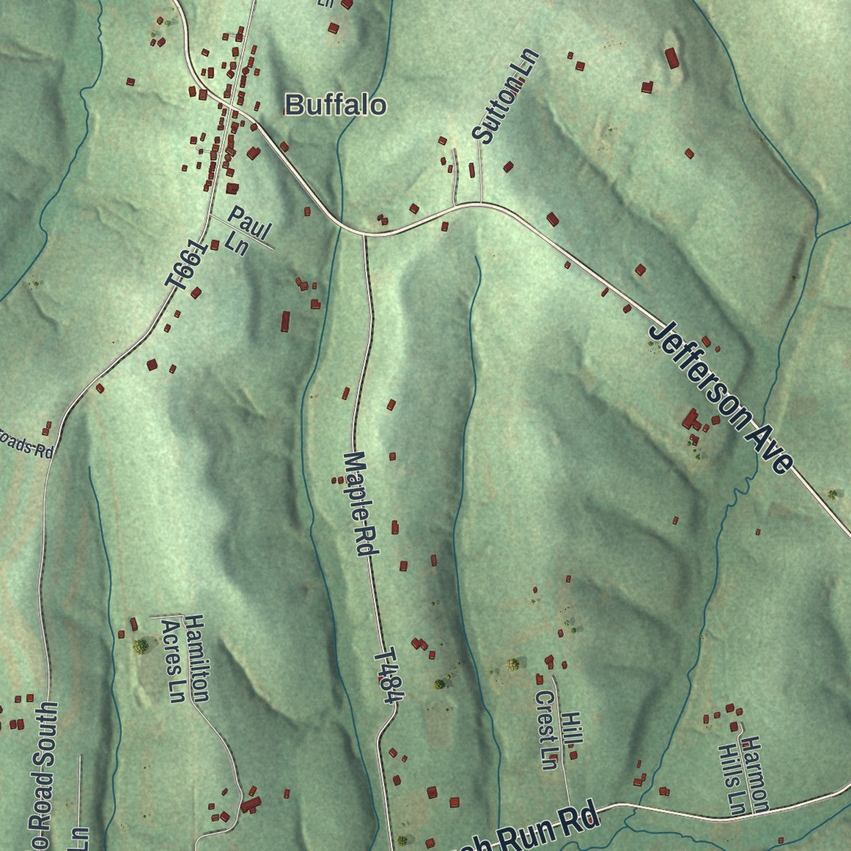 Close-up of the map of Hopewell, Washington County, Pennsylvania print showing street and building detail