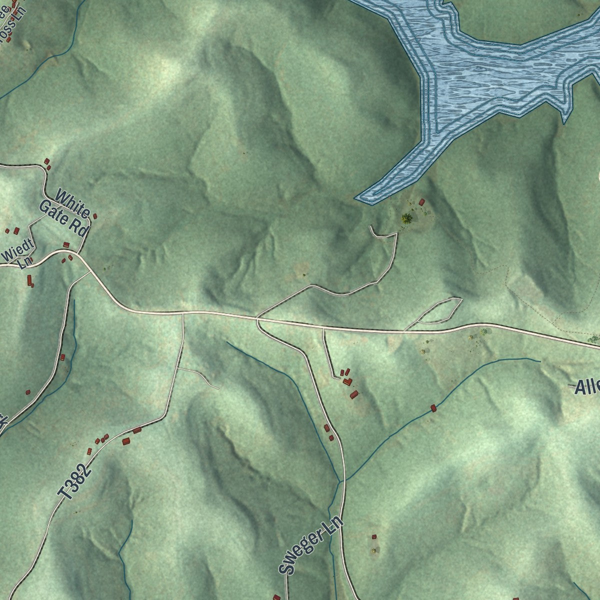 Second close-up of the map of Hopewell, Washington County, Pennsylvania print showing more streets and buildings