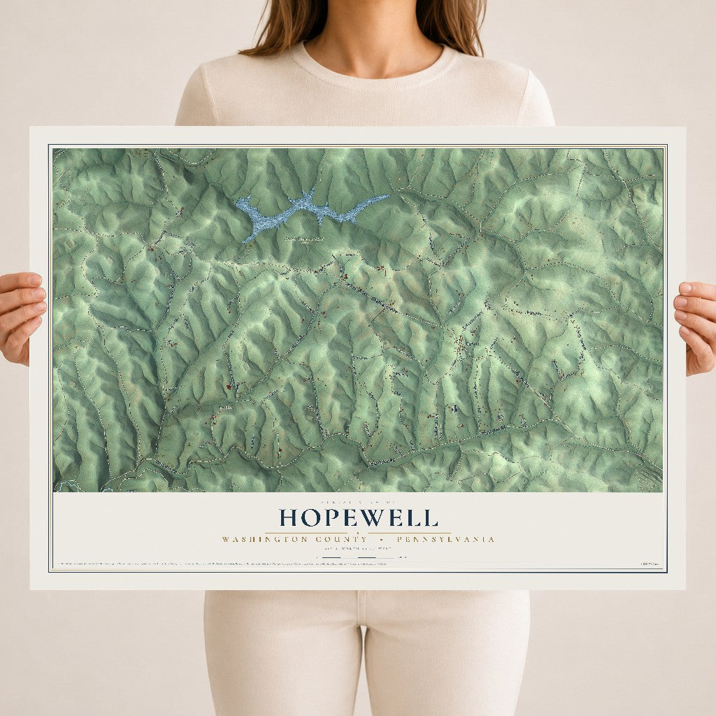 Map of Hopewell, Washington County, Pennsylvania, 18 x 24 inch unframed archival matte print