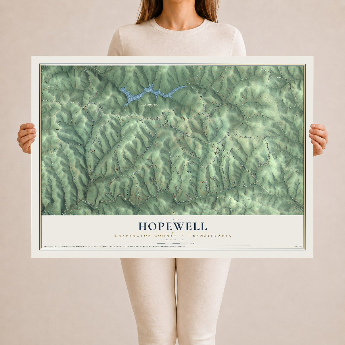 Map of Hopewell, Washington County, Pennsylvania, 24 x 36 inch unframed archival matte print