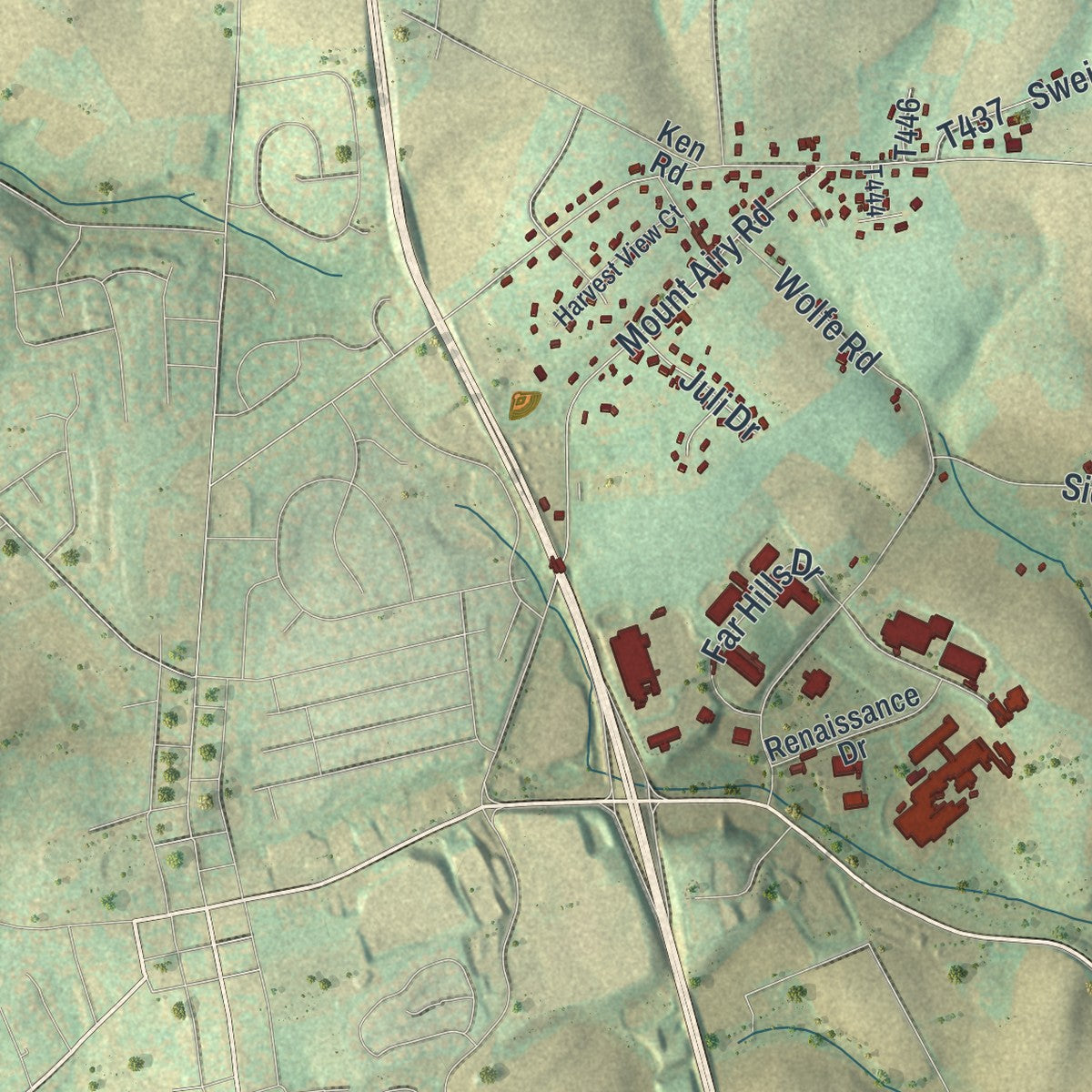 Second close-up of the map of Hopewell, York County, Pennsylvania print showing more streets and buildings