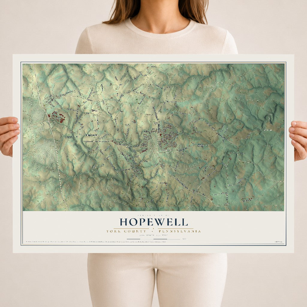 Map of Hopewell, York County, Pennsylvania, 18 x 24 inch unframed archival matte print