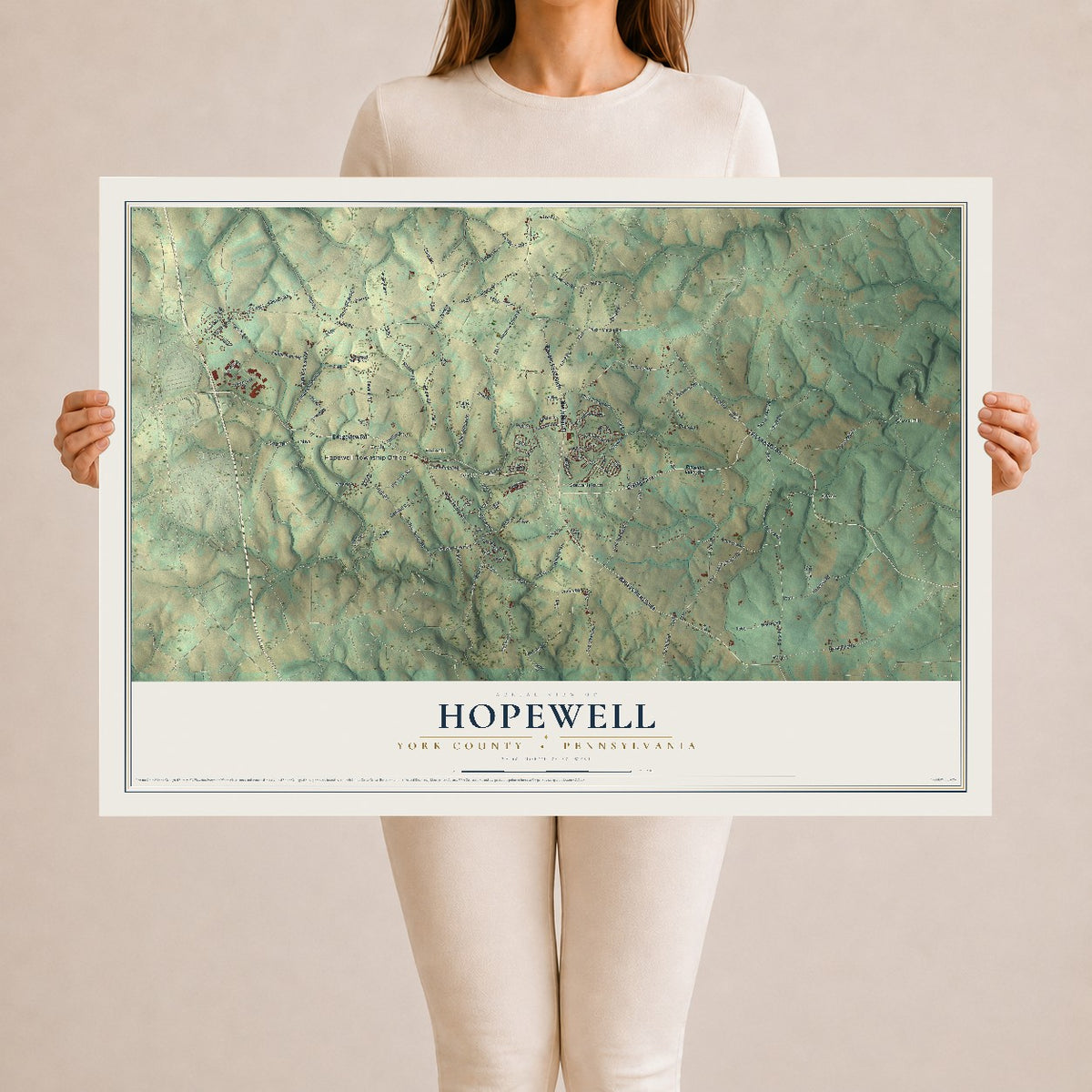 Map of Hopewell, York County, Pennsylvania, 24 x 36 inch unframed archival matte print