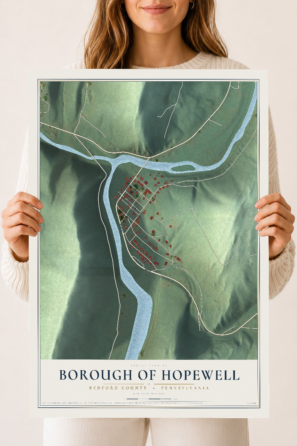 Map of the Borough of Hopewell, Bedford County, Pennsylvania, 18 x 24 inch unframed archival matte print