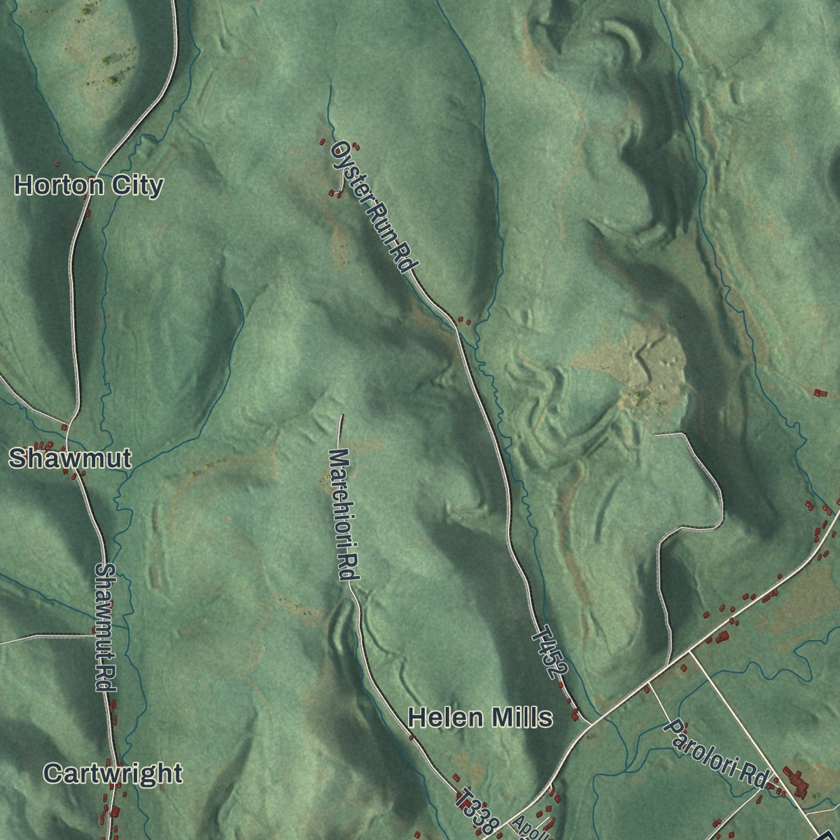 Second close-up of the map of Horton, Pennsylvania print showing more streets and buildings