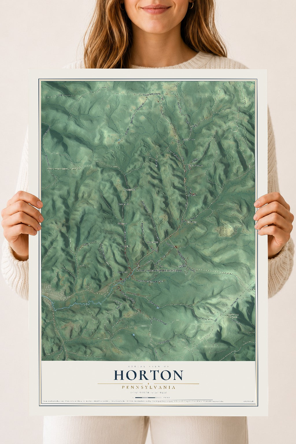 Map of Horton, Pennsylvania, 18 x 24 inch unframed archival matte print