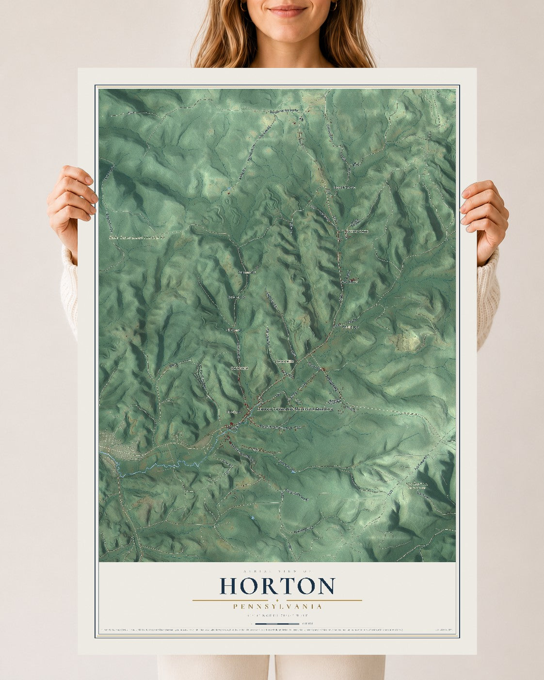 Map of Horton, Pennsylvania, 24 x 36 inch unframed archival matte print