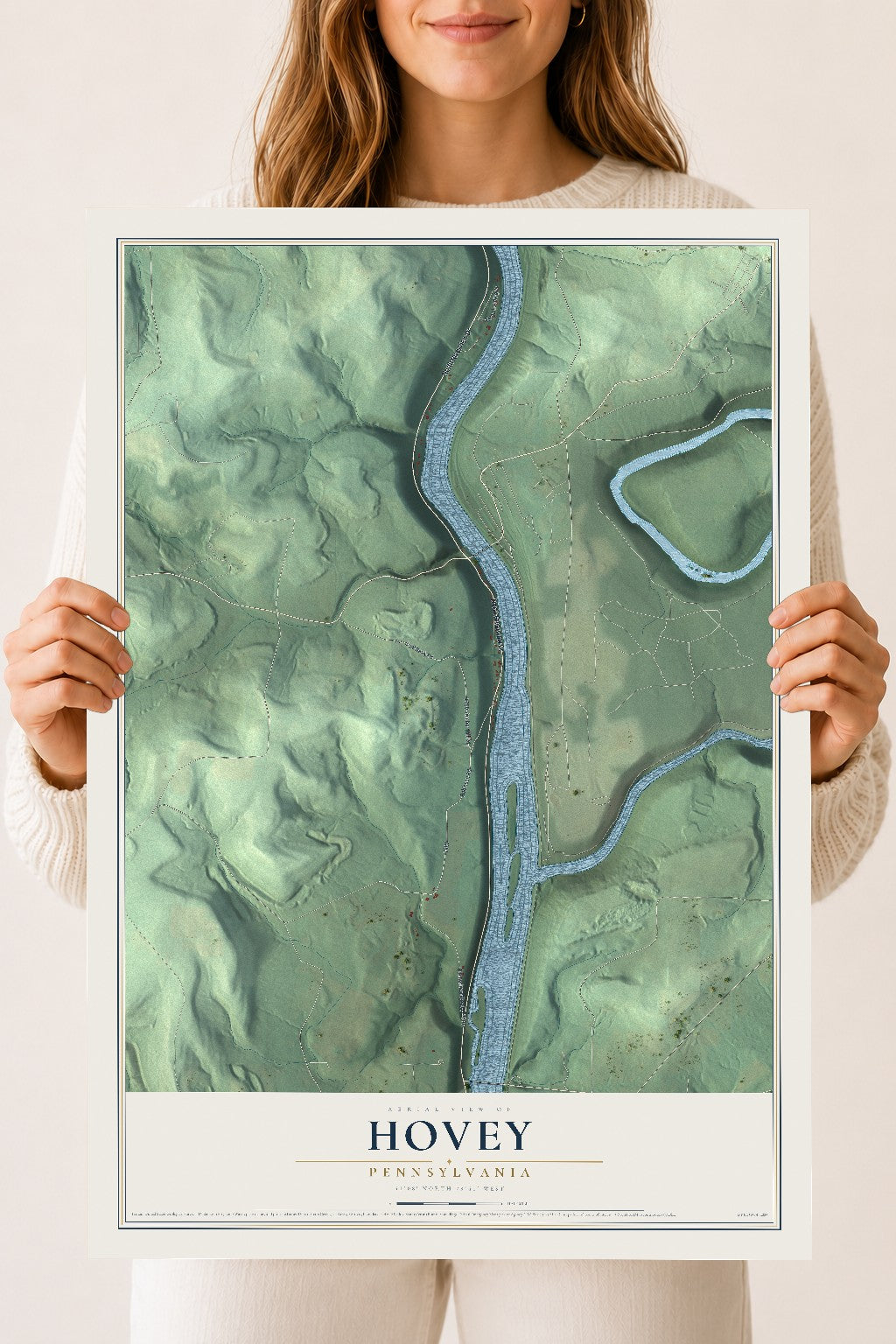 Map of Hovey, Pennsylvania, 18 x 24 inch unframed archival matte print