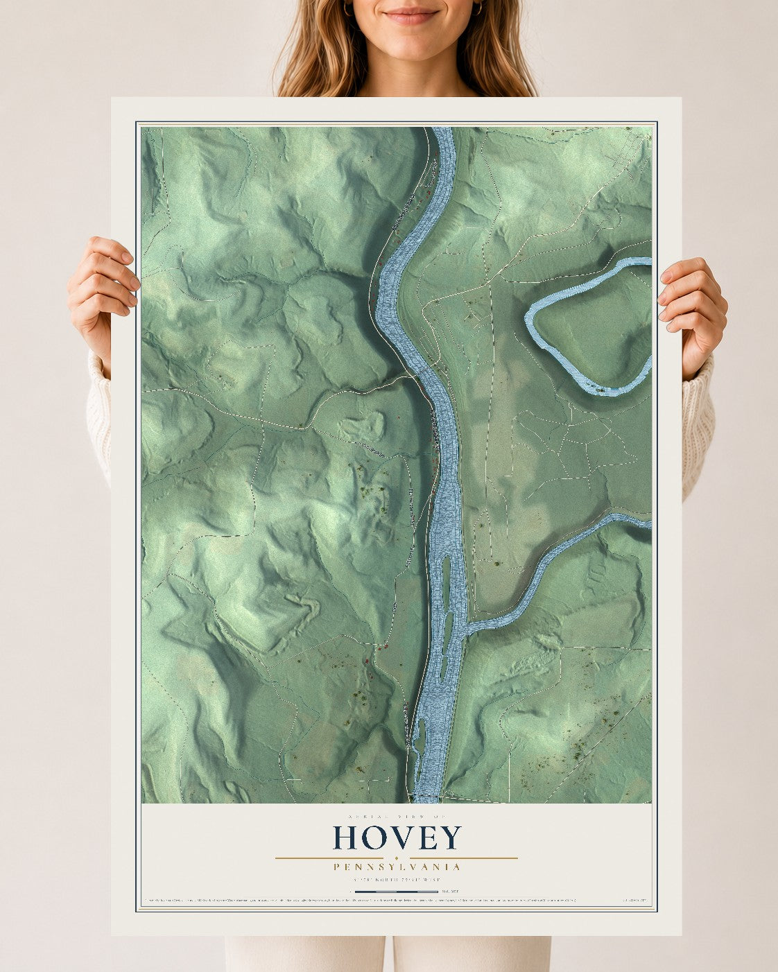 Map of Hovey, Pennsylvania, 24 x 36 inch unframed archival matte print