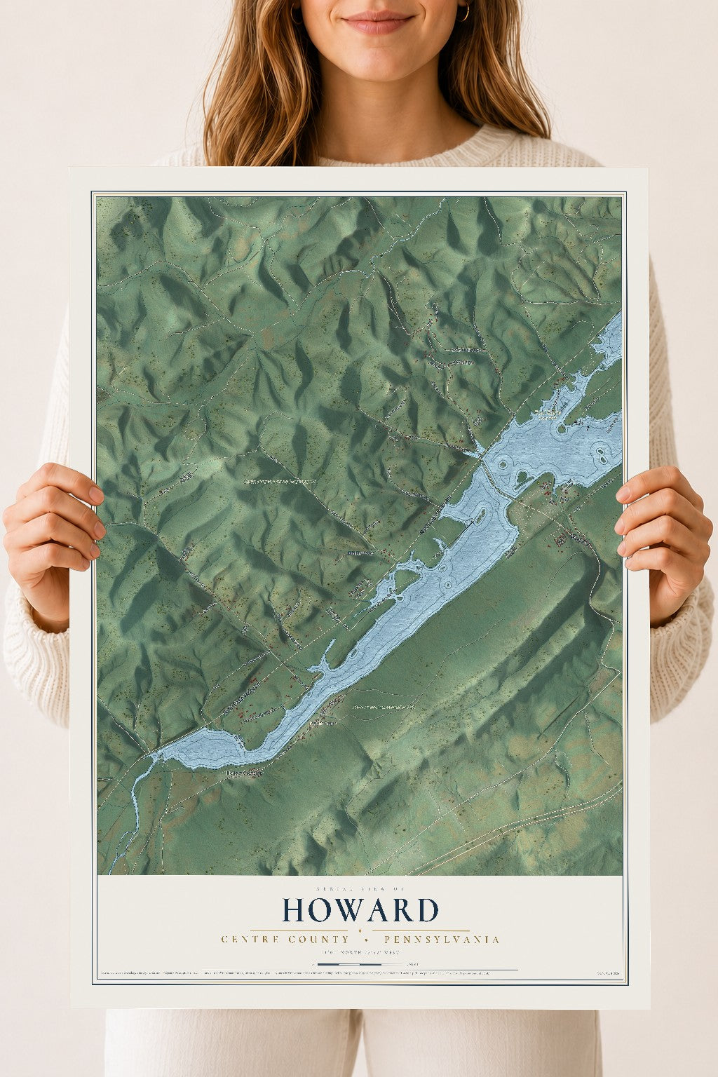 Map of Howard, Centre County, Pennsylvania, 18 x 24 inch unframed archival matte print