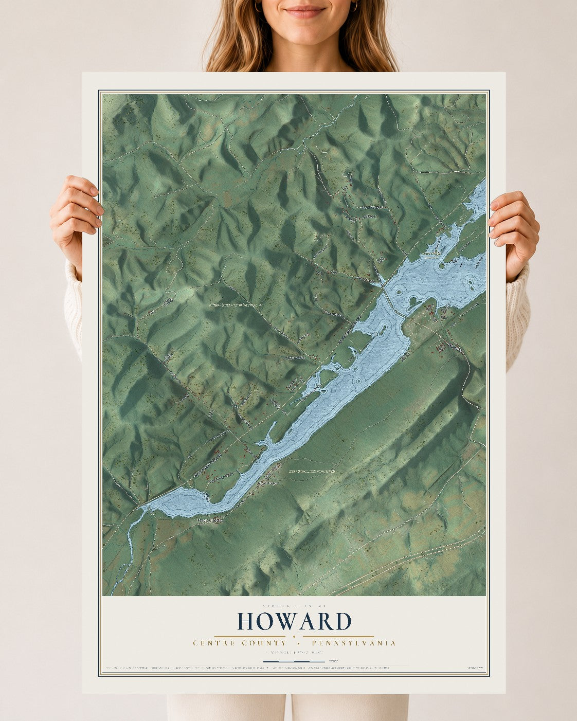 Map of Howard, Centre County, Pennsylvania, 24 x 36 inch unframed archival matte print