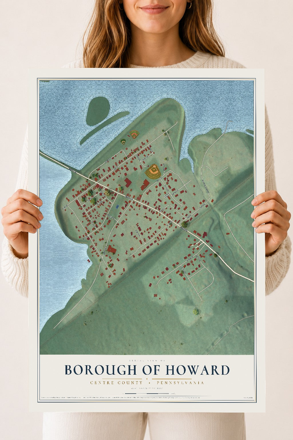 Map of the Borough of Howard, Centre County, Pennsylvania, 18 x 24 inch unframed archival matte print