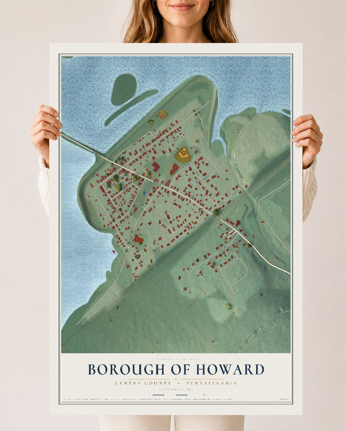 Map of the Borough of Howard, Centre County, Pennsylvania, 24 x 36 inch unframed archival matte print