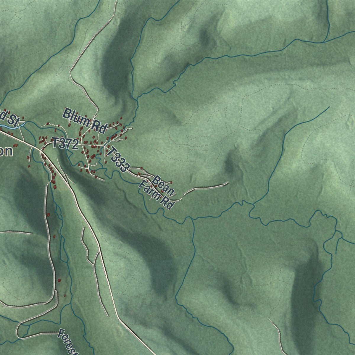 Second close-up of the map of Howe, Forest County, Pennsylvania print showing more streets and buildings