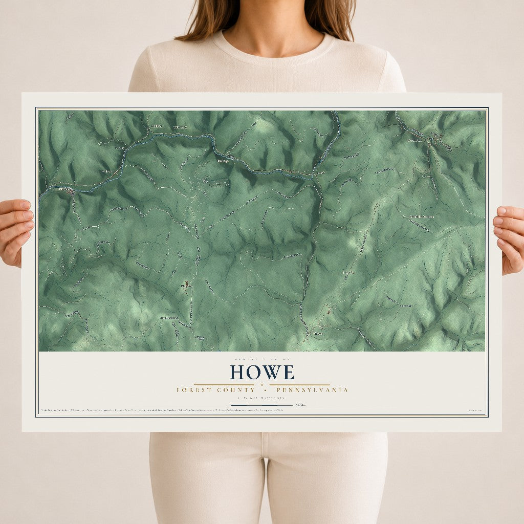 Map of Howe, Forest County, Pennsylvania, 18 x 24 inch unframed archival matte print
