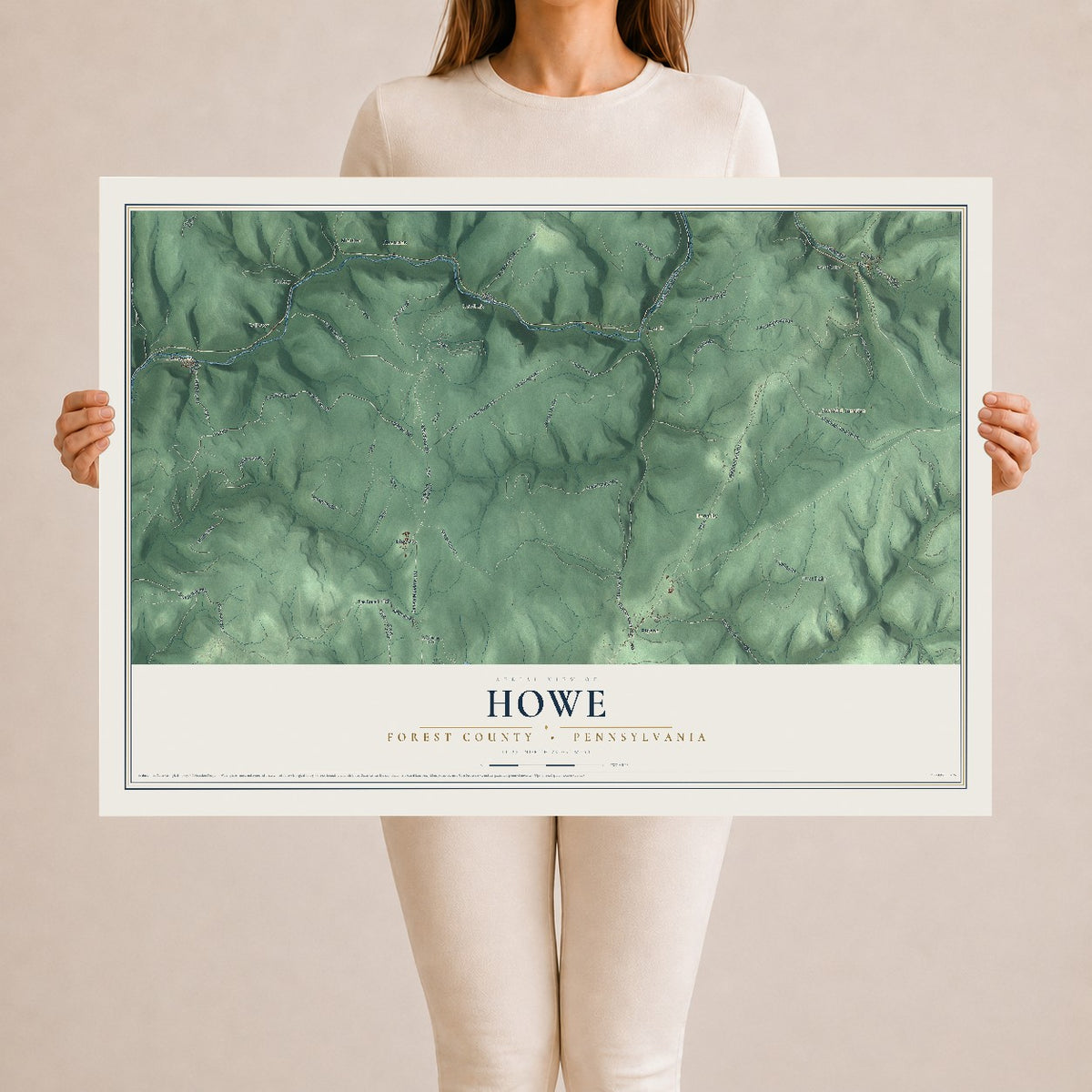 Map of Howe, Forest County, Pennsylvania, 24 x 36 inch unframed archival matte print