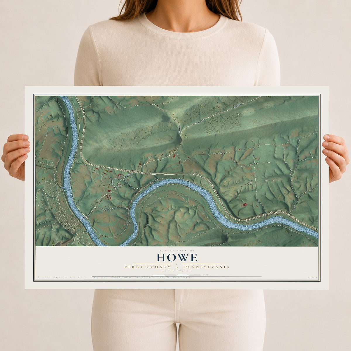 Map of Howe, Perry County, Pennsylvania, 12 x 18 inch unframed archival matte print