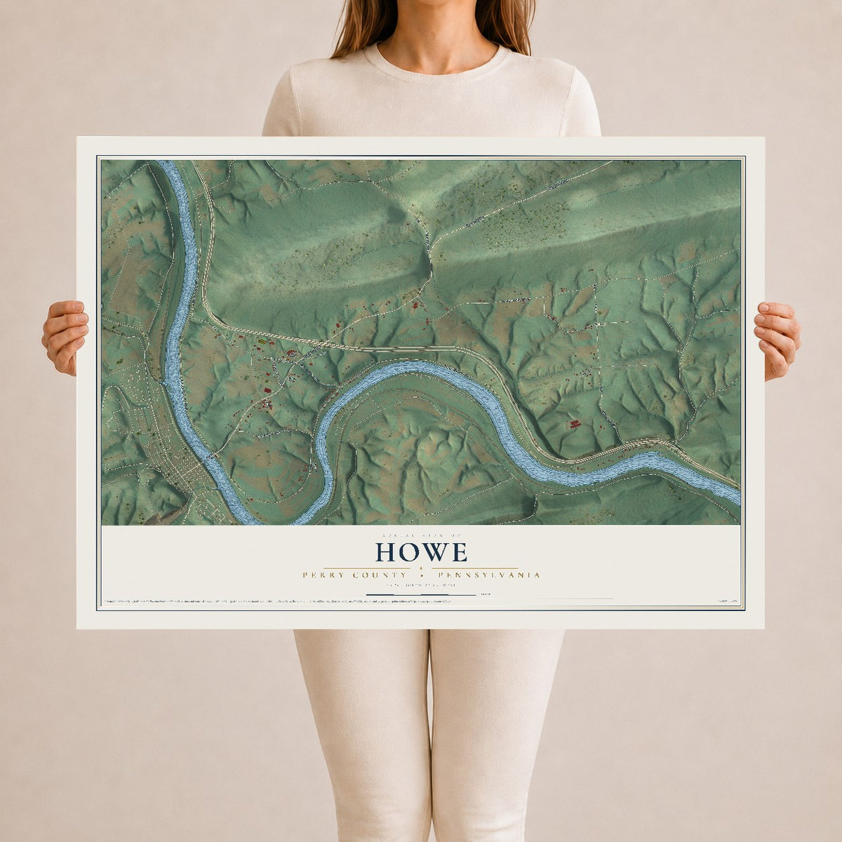 Map of Howe, Perry County, Pennsylvania, 24 x 36 inch unframed archival matte print