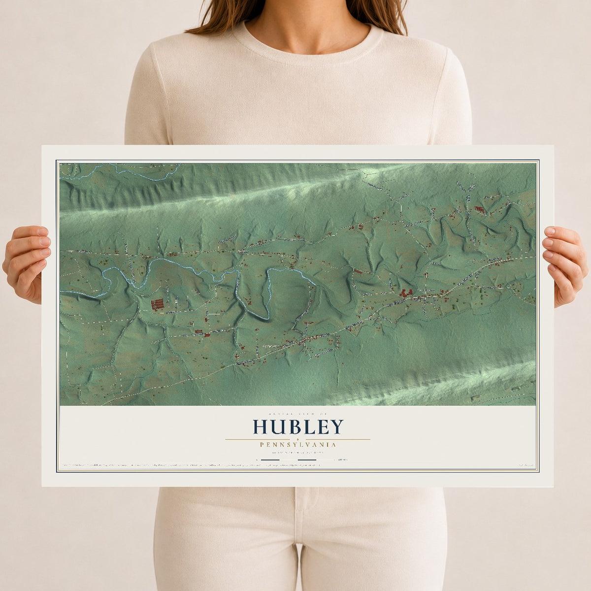 Map of Hubley, Pennsylvania, 12 x 18 inch unframed archival matte print
