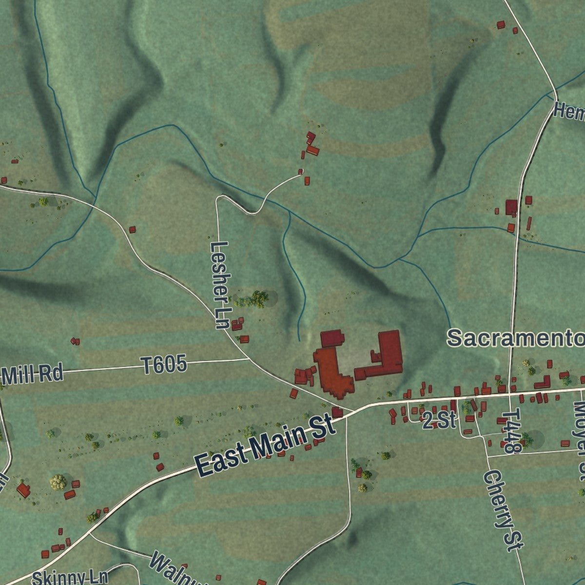 Close-up of the map of Hubley, Pennsylvania print showing street and building detail