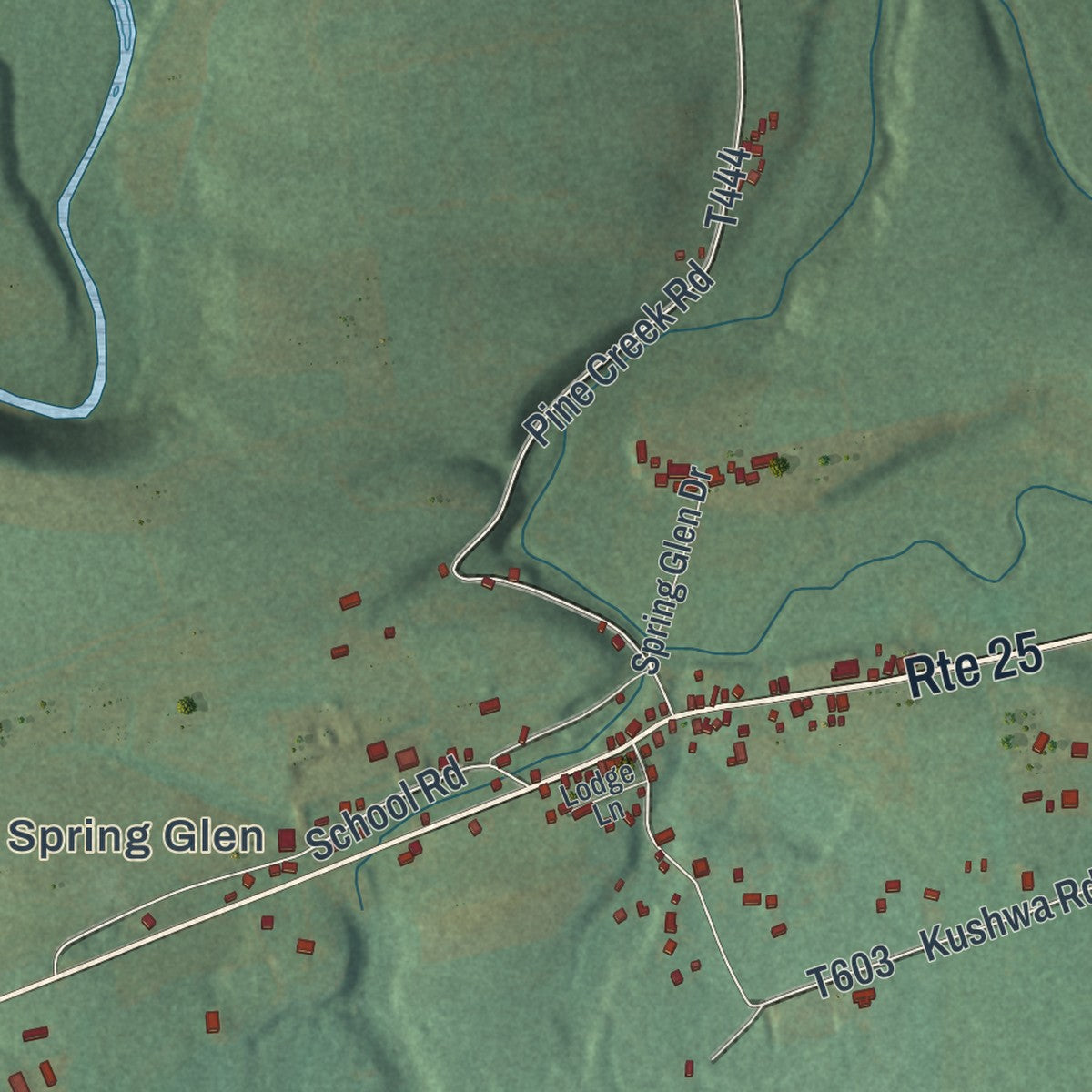 Second close-up of the map of Hubley, Pennsylvania print showing more streets and buildings