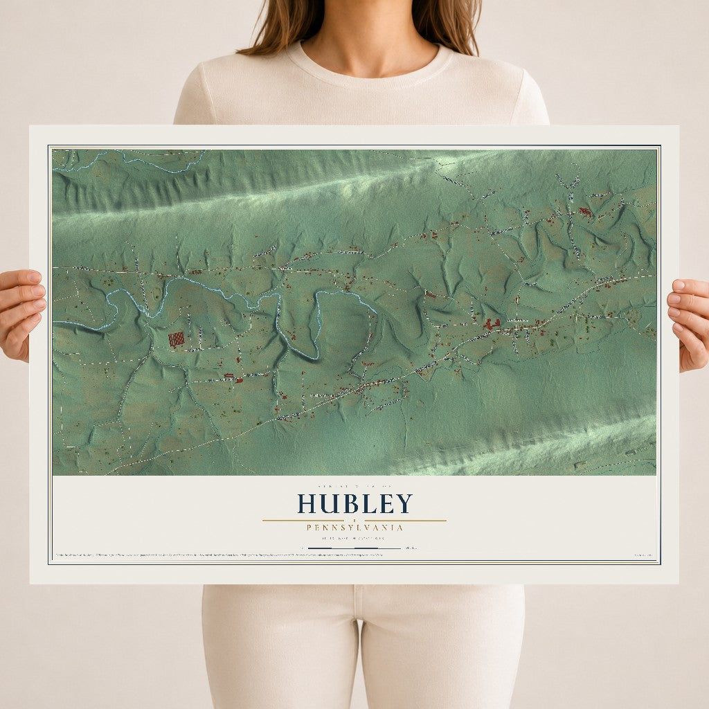 Map of Hubley, Pennsylvania, 18 x 24 inch unframed archival matte print