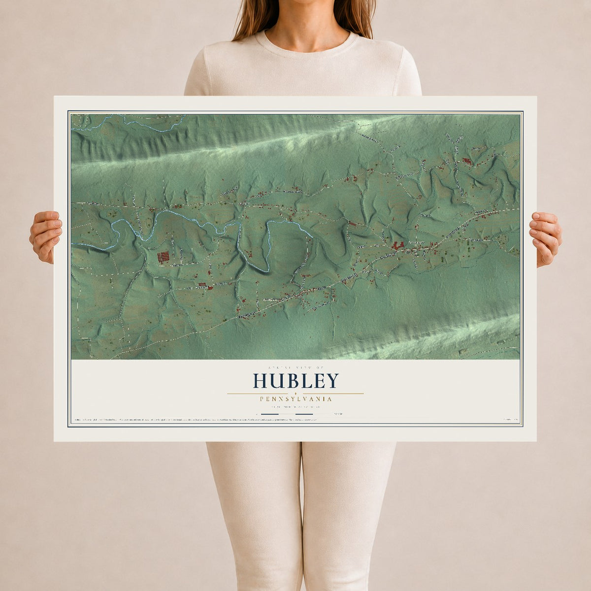 Map of Hubley, Pennsylvania, 24 x 36 inch unframed archival matte print