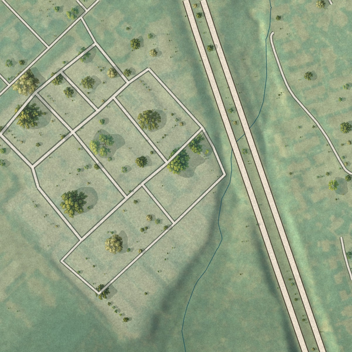 Second close-up of the map of Hulmeville, Pennsylvania print showing more streets and buildings