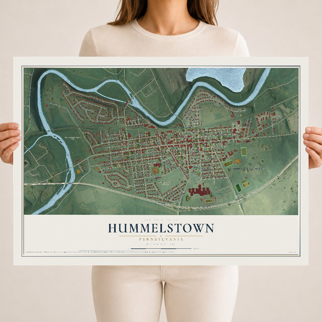Map of Hummelstown, Pennsylvania, 18 x 24 inch unframed archival matte print