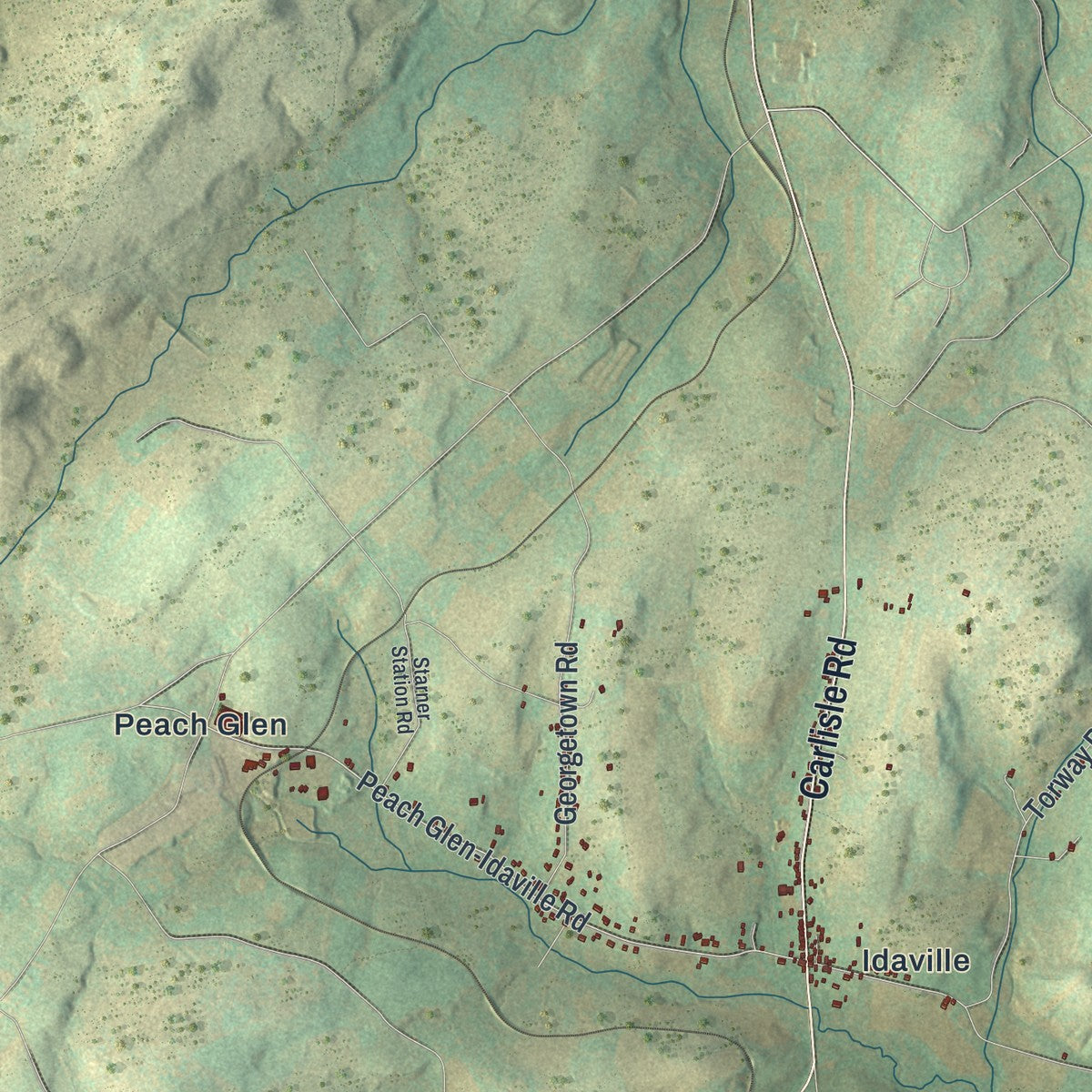 Close-up of the map of Huntington, Adams County, Pennsylvania print showing street and building detail