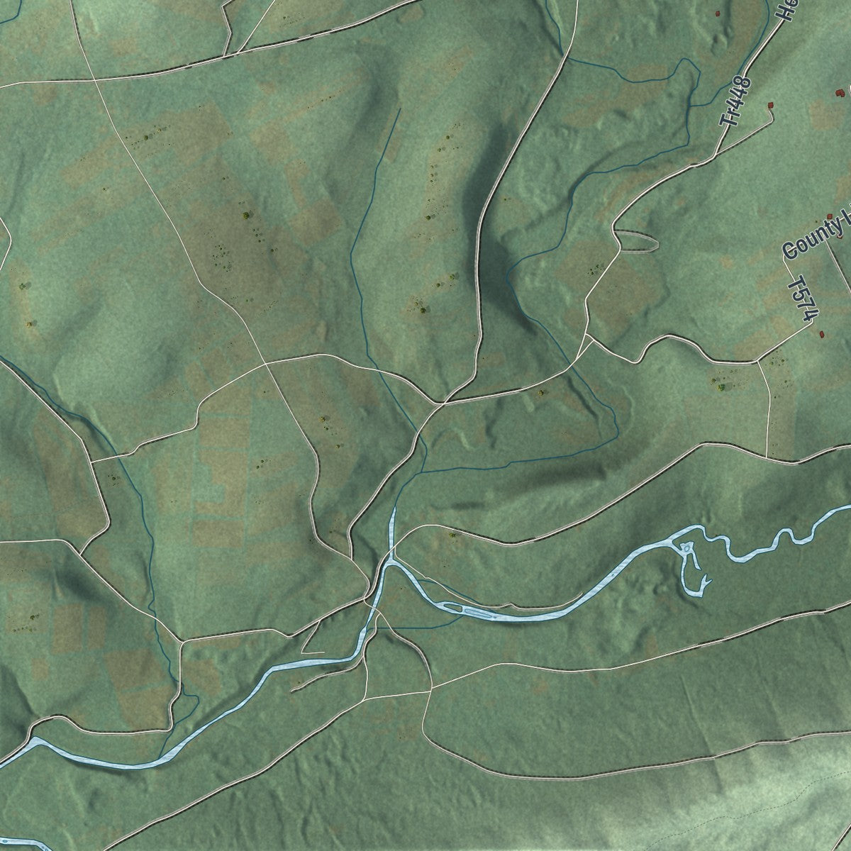 Second close-up of the map of Huntington, Luzerne County, Pennsylvania print showing more streets and buildings