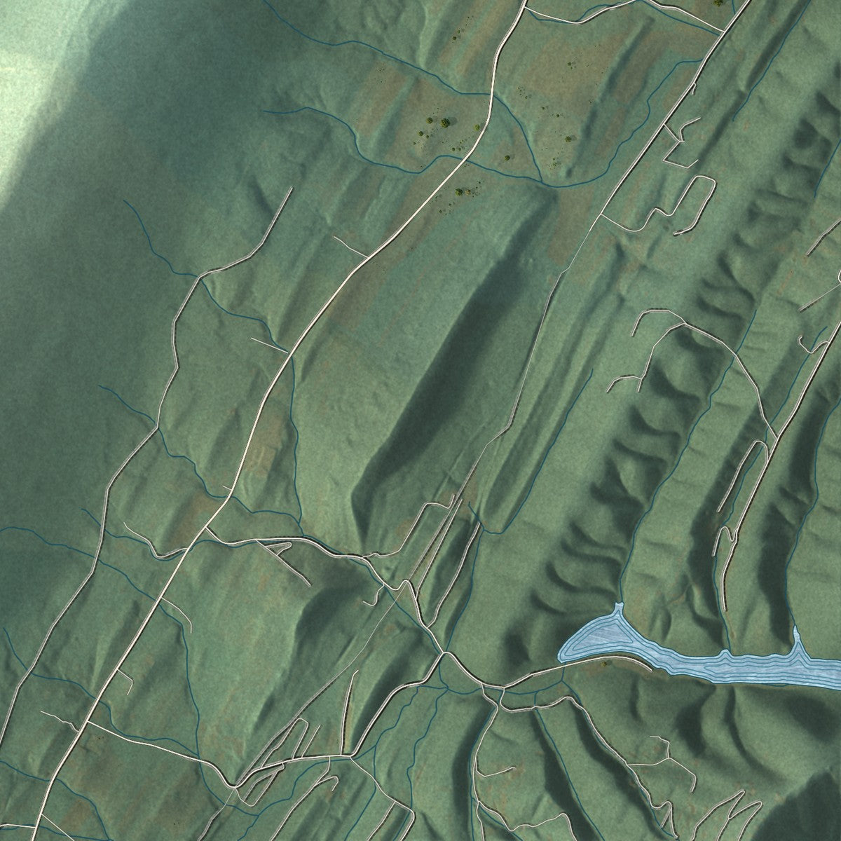 Close-up of the map of Huston, Blair County, Pennsylvania print showing street and building detail