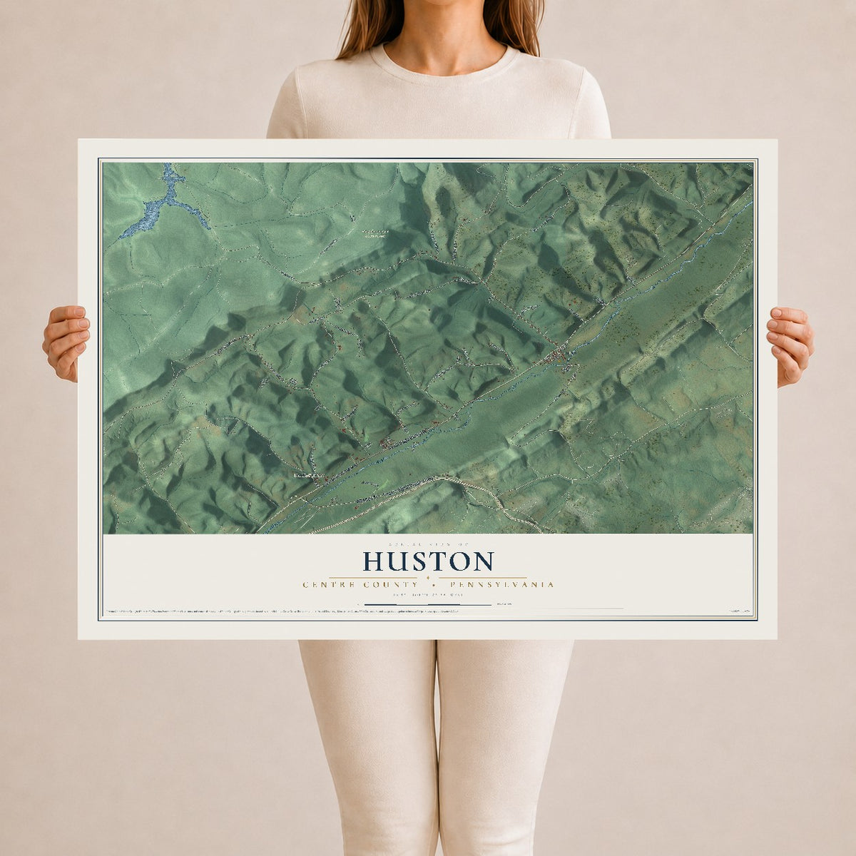 Map of Huston, Centre County, Pennsylvania, 24 x 36 inch unframed archival matte print