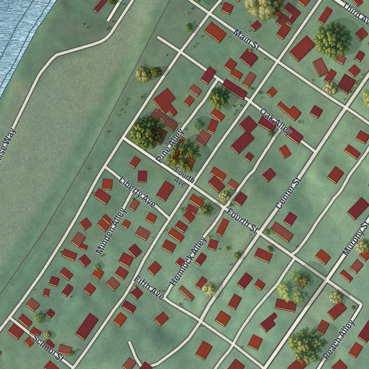Close-up of the map of Hyde Park, Pennsylvania print showing street and building detail