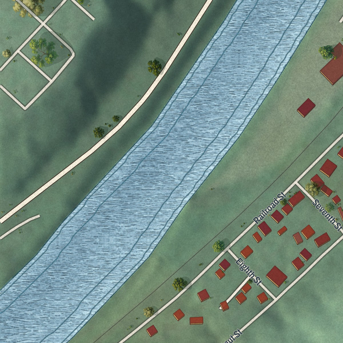 Second close-up of the map of Hyde Park, Pennsylvania print showing more streets and buildings