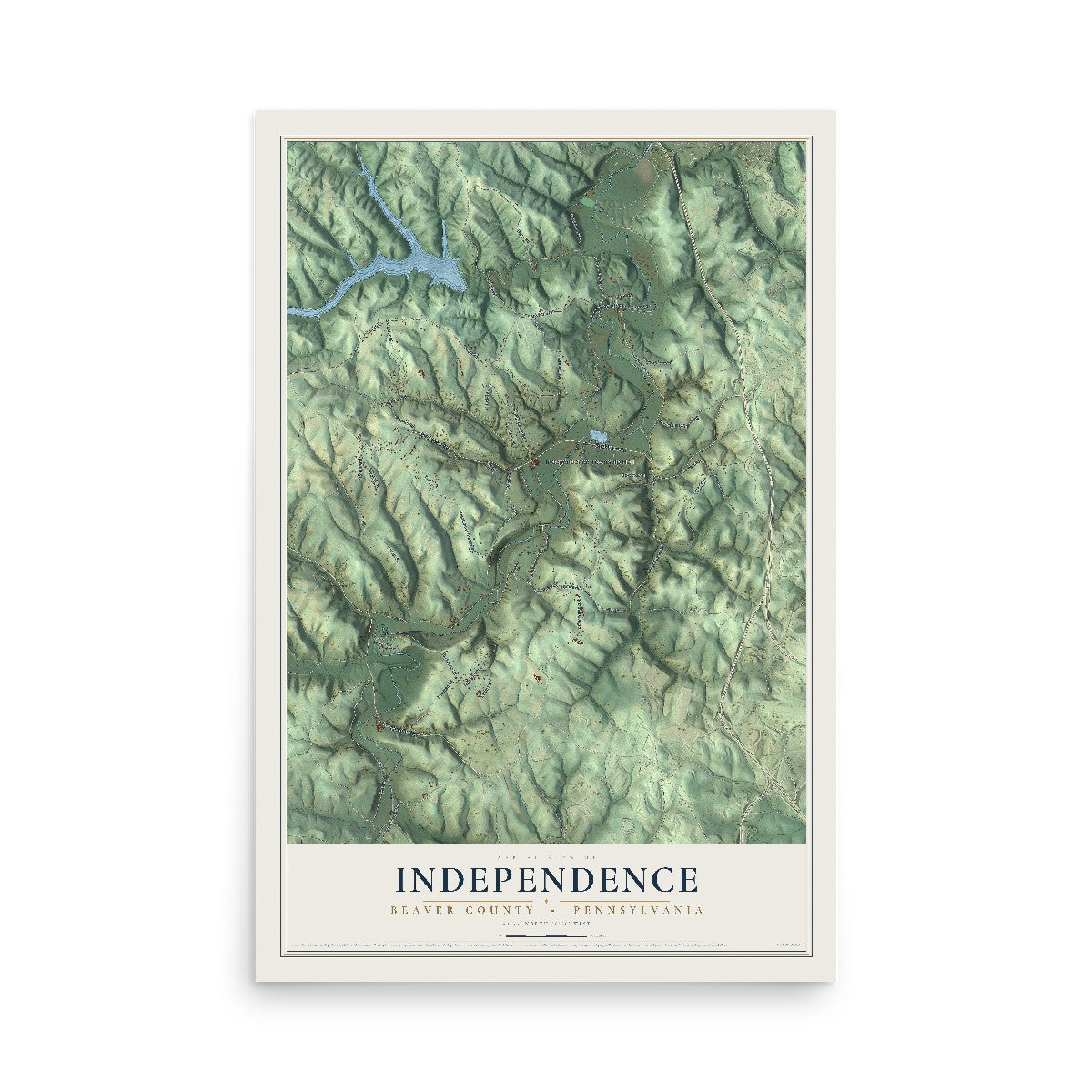 Map of Independence, Beaver County, Pennsylvania, 12 x 18 inch unframed archival matte print