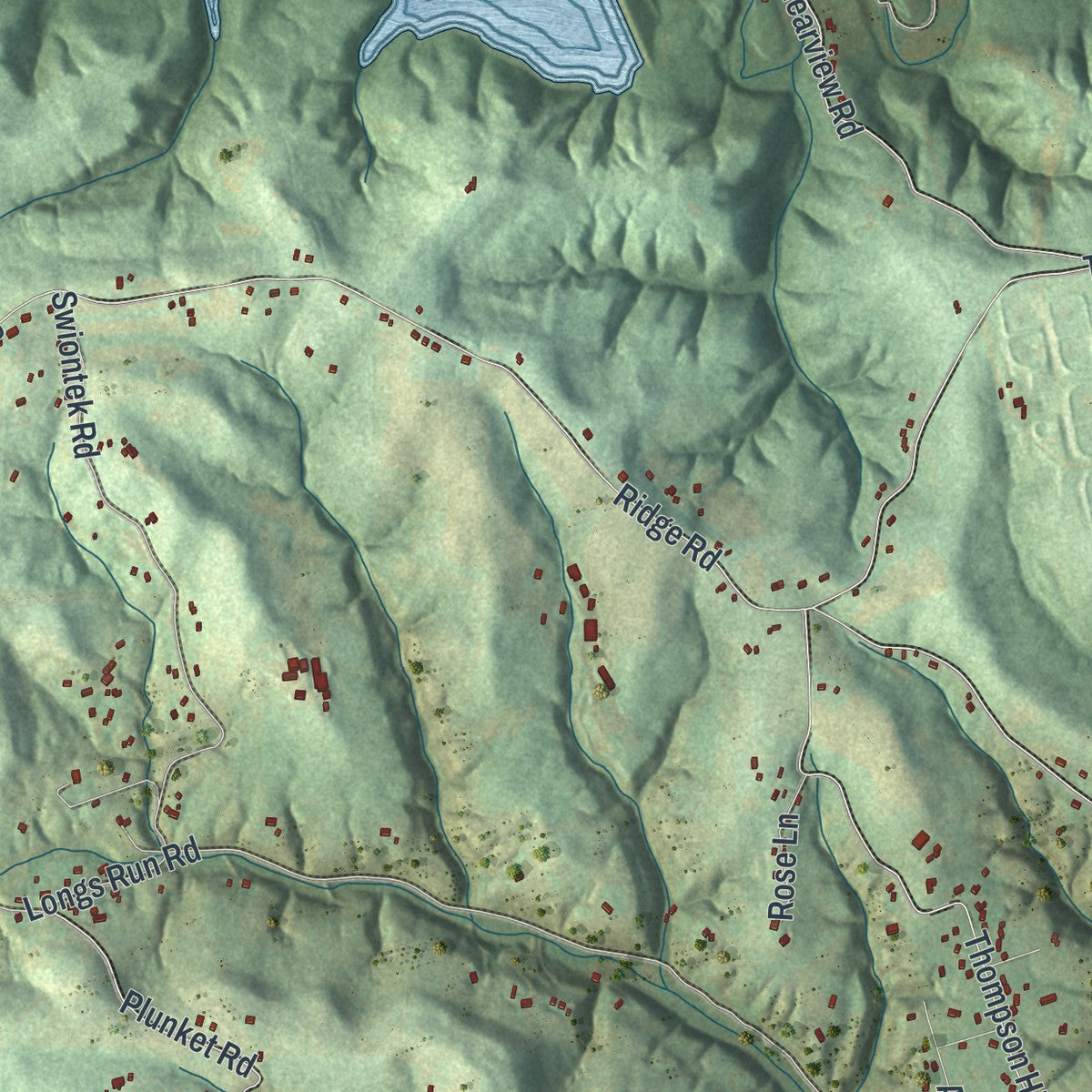 Close-up of the map of Independence, Beaver County, Pennsylvania print showing street and building detail