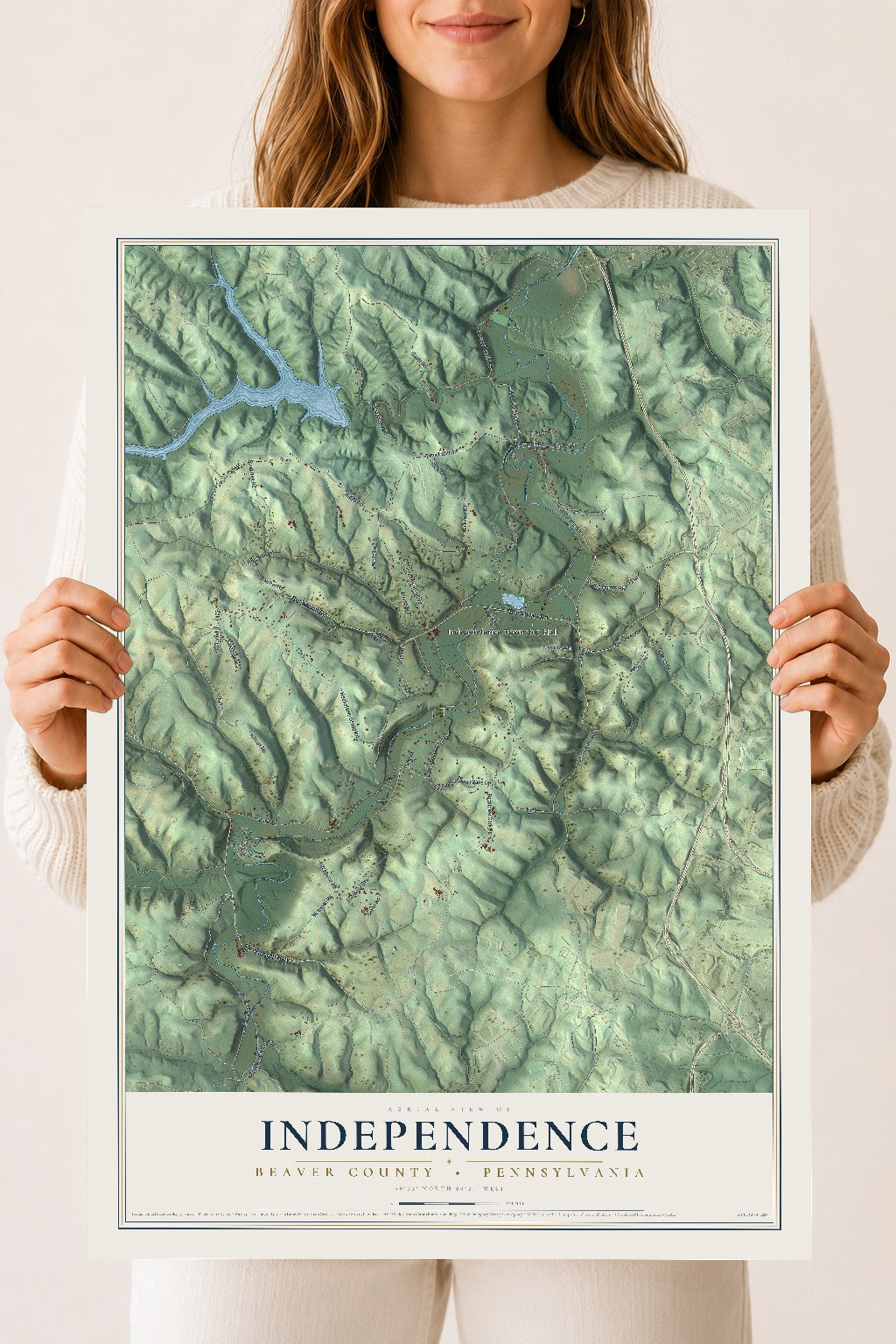 Map of Independence, Beaver County, Pennsylvania, 18 x 24 inch unframed archival matte print