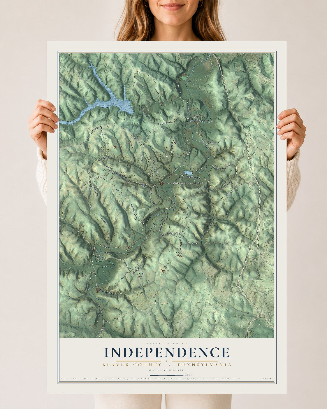 Map of Independence, Beaver County, Pennsylvania, 24 x 36 inch unframed archival matte print